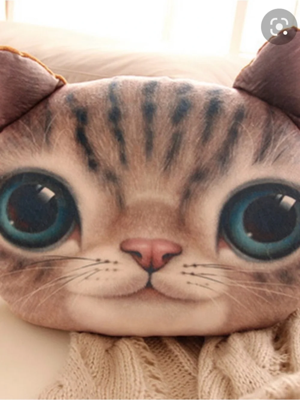 Plush Brown Tabby Cat Face Pillow - Cute Kids Stuffed Animal
